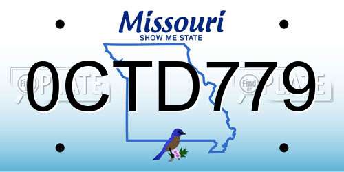 0CTD779 Missouri License Plate