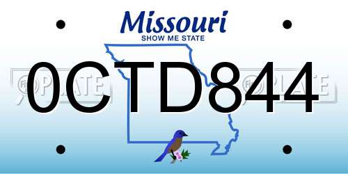0CTD844 Missouri License Plate