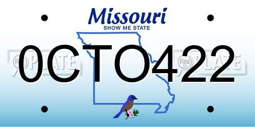0CTO422 Missouri License Plate