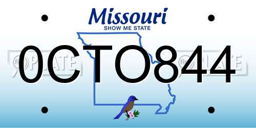 0CTO844 Missouri License Plate