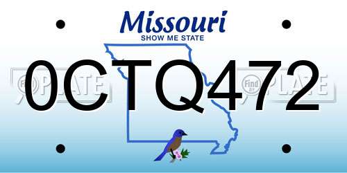 0CTQ472 Missouri License Plate
