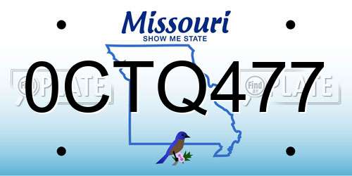0CTQ477 Missouri License Plate