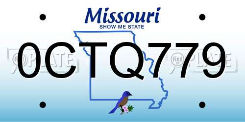 0CTQ779 Missouri License Plate