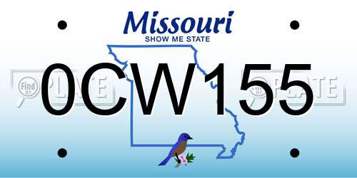 0CW155 Missouri License Plate