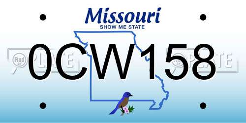 0CW158 Missouri License Plate