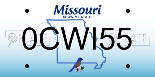 0CWI55 Missouri License Plate