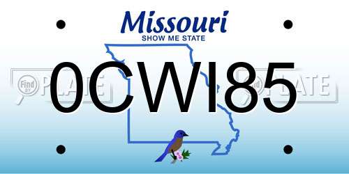 0CWI85 Missouri License Plate