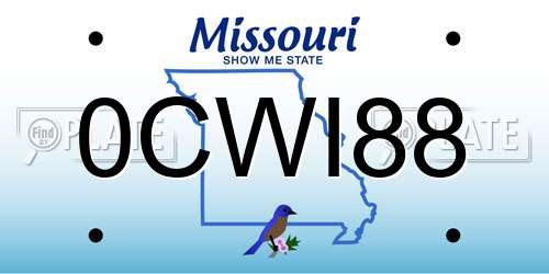 0CWI88 Missouri License Plate