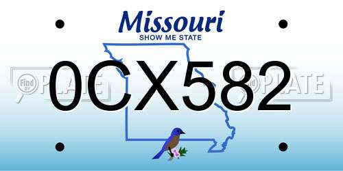 0CX582 Missouri License Plate