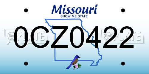 0CZ0422 Missouri License Plate