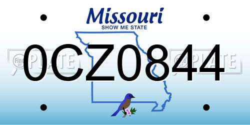 0CZ0844 Missouri License Plate