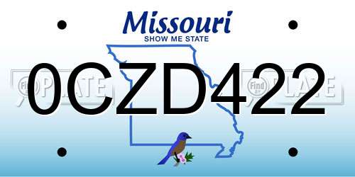 0CZD422 Missouri License Plate