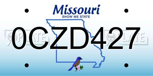 0CZD427 Missouri License Plate