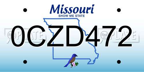 0CZD472 Missouri License Plate