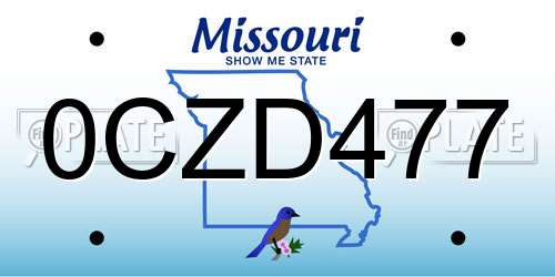 0CZD477 Missouri License Plate