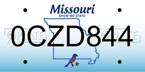 0CZD844 Missouri License Plate