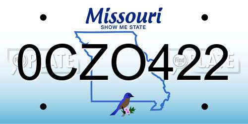 0CZO422 Missouri License Plate
