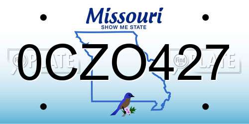 0CZO427 Missouri License Plate