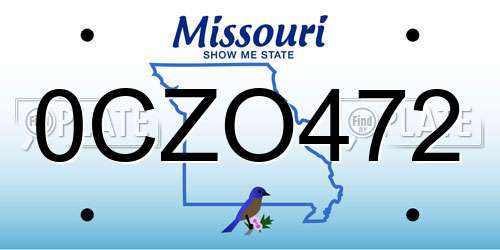 0CZO472 Missouri License Plate