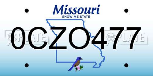 0CZO477 Missouri License Plate