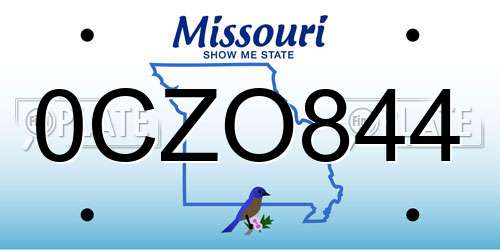 0CZO844 Missouri License Plate