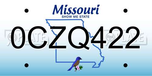 0CZQ422 Missouri License Plate