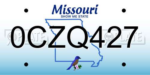 0CZQ427 Missouri License Plate