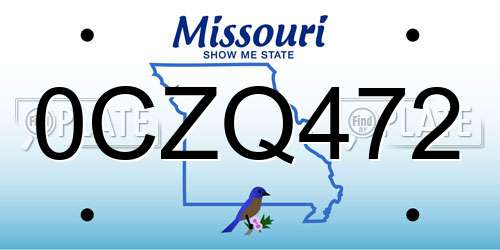 0CZQ472 Missouri License Plate