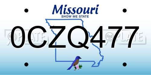 0CZQ477 Missouri License Plate