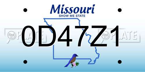 0D47Z1 Missouri License Plate