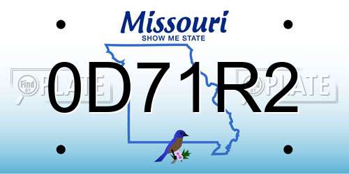 0D71R2 Missouri License Plate
