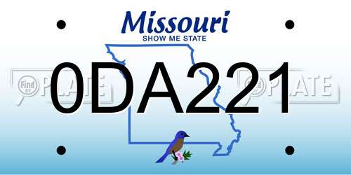 0DA221 Missouri License Plate