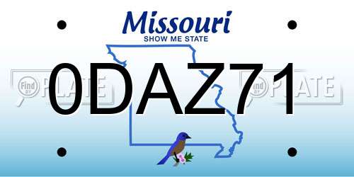 0DAZ71 Missouri License Plate