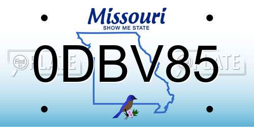 0DBV85 Missouri License Plate