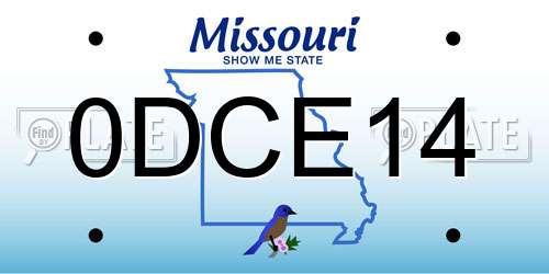 0DCE14 Missouri License Plate
