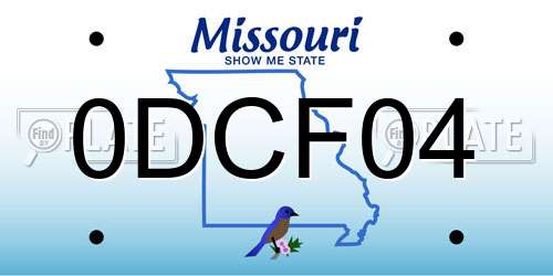 0DCF04 Missouri License Plate