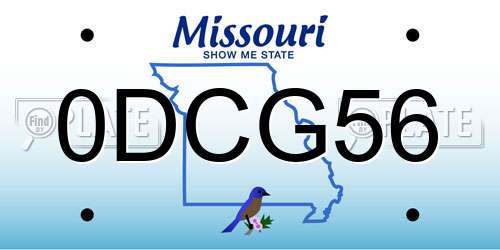 0DCG56 Missouri License Plate