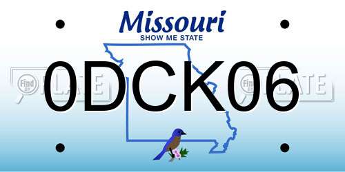 0DCK06 Missouri License Plate