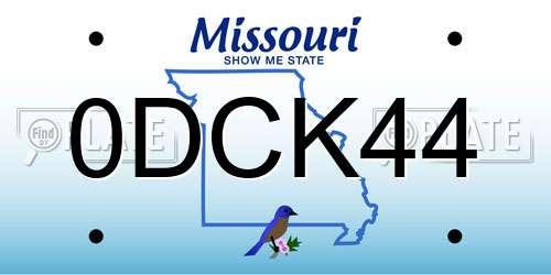 0DCK44 Missouri License Plate