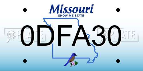 0DFA30 Missouri License Plate