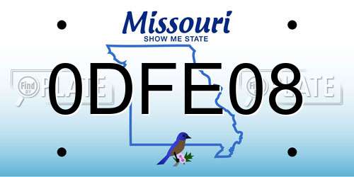 0DFE08 Missouri License Plate