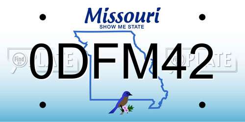 0DFM42 Missouri License Plate