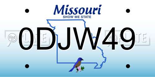0DJW49 Missouri License Plate