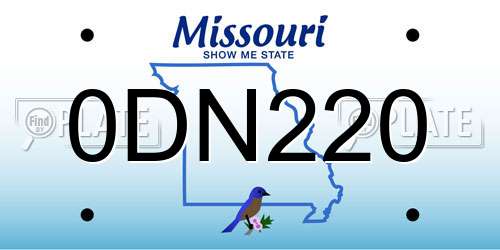 0DN220 Missouri License Plate