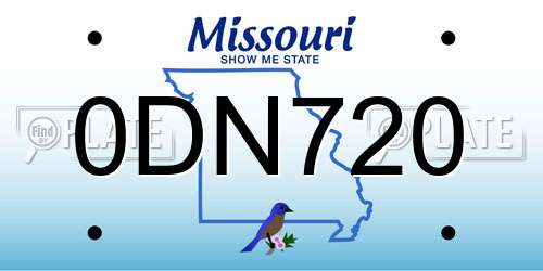 0DN720 Missouri License Plate