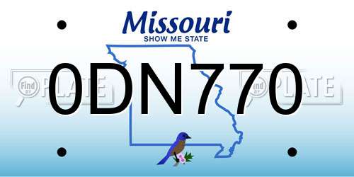 0DN770 Missouri License Plate