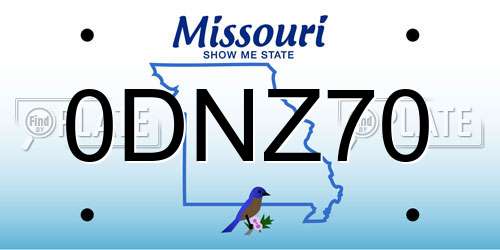 0DNZ70 Missouri License Plate