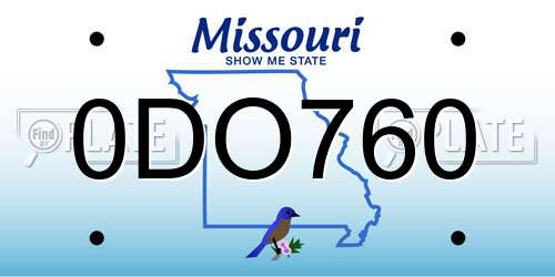 0DO760 Missouri License Plate