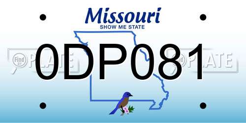 0DP081 Missouri License Plate