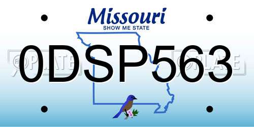 0DSP563 Missouri License Plate